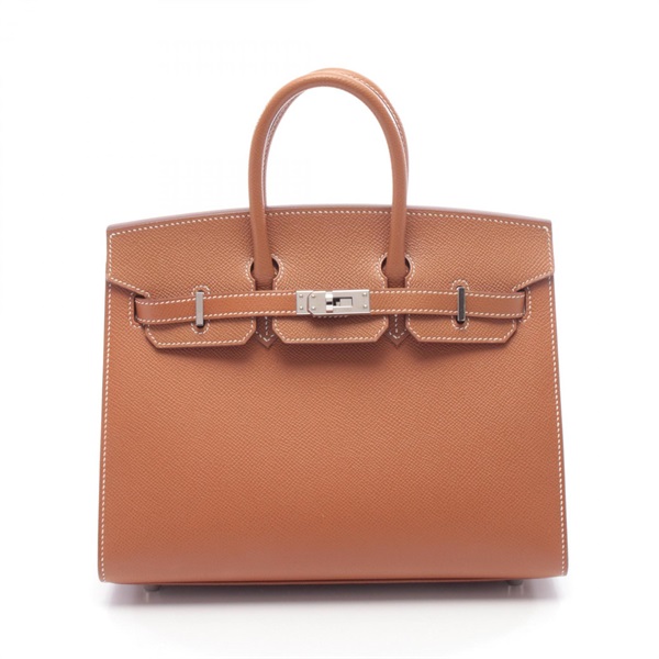 HERMES Birkin 25 Sellier Handbag Epsom leather Brown Gold Used Women SHW U