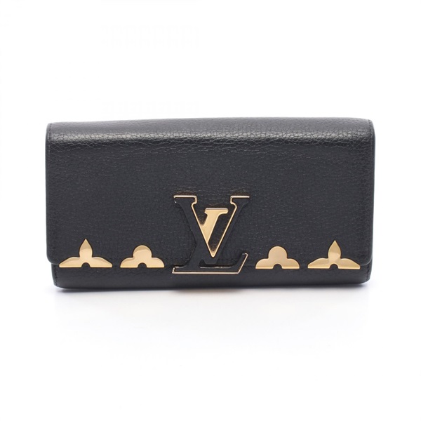 LOUIS VUITTON Portefeuille Capucine purse M64551 Taurillon leather Black Used LV