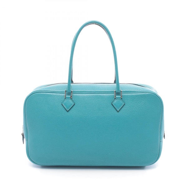 HERMES Plum Elan 28 Handbag Chevre leather Blue Used Women I SHW