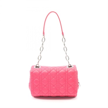 Dior Canage Chain Shoulder Bag leather Pink Used Women SHW
