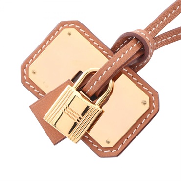 HERMES O'kelley GM Necklace Pendant Swift leather Gold Plated Brown Used women