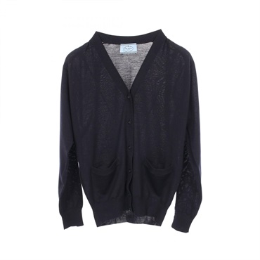 PRADA cardigan knitwear #36 wool Navy Used Women