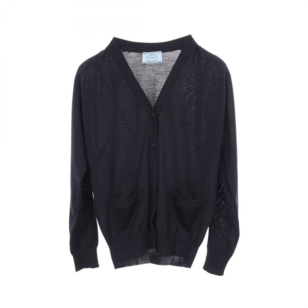 PRADA cardigan knitwear #36 wool Navy Used Women