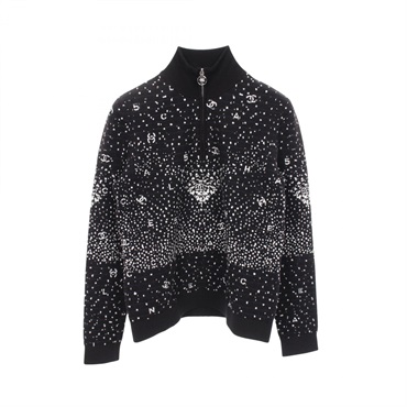 CHANEL COCO Mark logo knitwear #38 sweater P65146K60951 wool Black Navy White