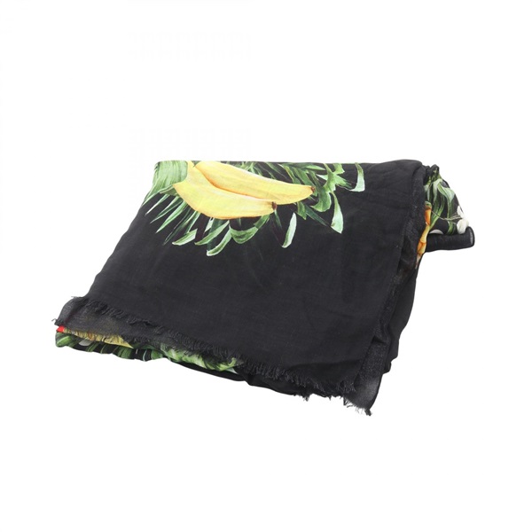 DOLCE & GABBANA Stole Scarf Modal / Cashmere Black Multicolor Used Women