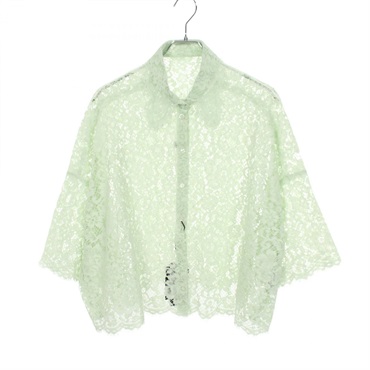 DOLCE & GABBANA All-over lace Cardigan Shirt top cotton Green Used Women #48
