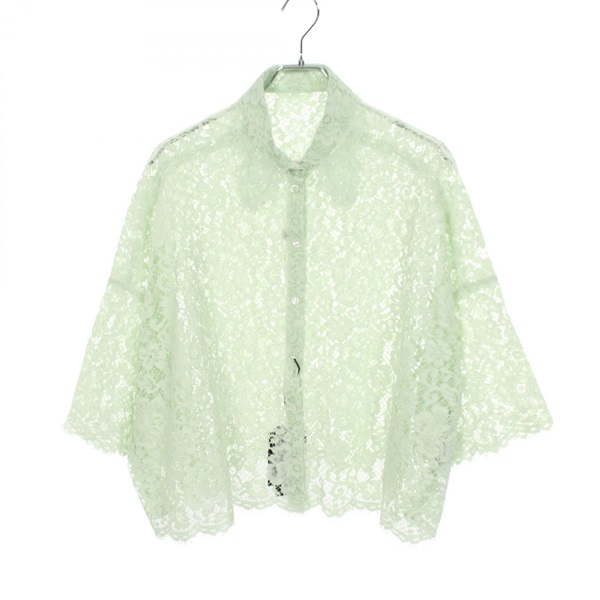 DOLCE & GABBANA All-over lace Cardigan Shirt top cotton Green Used Women #48