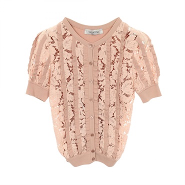 Valentino Short Sleeve Cardigan Blouse Rayon Pink #S Used Women