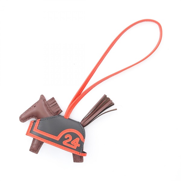 HERMES Rodeo PM Robeo Coeur Bag Charm Agneau milo Swift leather Capucine Terre