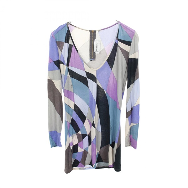 Emilio Pucci T-shirt 26RM85 Rayon Purple Multicolor #40 Used Women