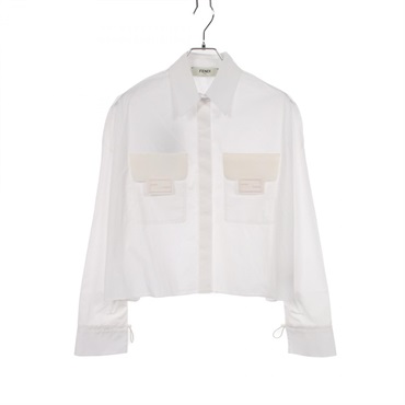 FENDI Baguette Pocket long sleeved Shirt cotton White Women #38