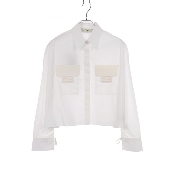 FENDI Baguette Pocket long sleeved Shirt cotton White Women #38