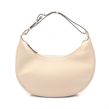FENDI shoulder Handbag 8BR798 calfskin leather Beige Used Women