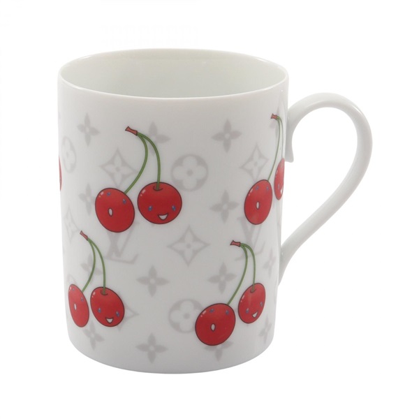 LOUIS VUITTON LV TM Monogram Cherry Mug Cup White Red unisex