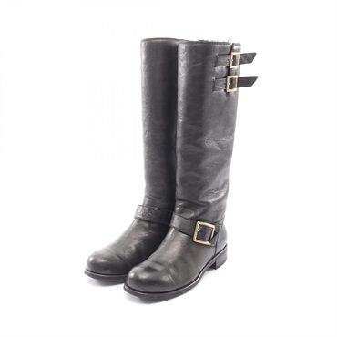 JIMMY CHOO Long Boots Shoes #38 leather Black Used Women