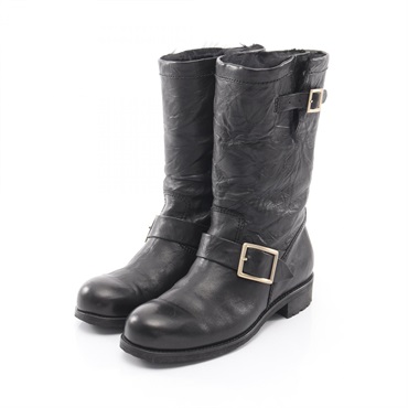 JIMMY CHOO BISHR Biker Boots #38 Mouton Black Used Women