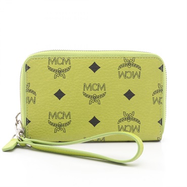 MCM Vicetos Round wallet leather Green Used Women