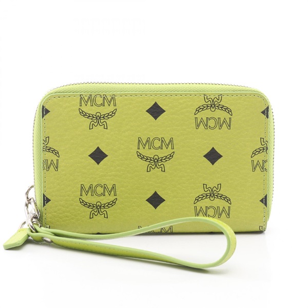 MCM Vicetos Round wallet leather Green Used Women