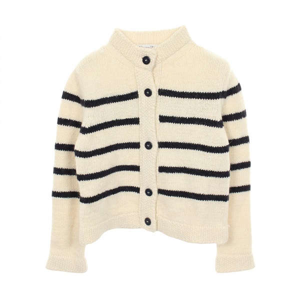 Christian Dior Mariniere knitwear Stripes Cardigan wool cotton Moheya Used #F36