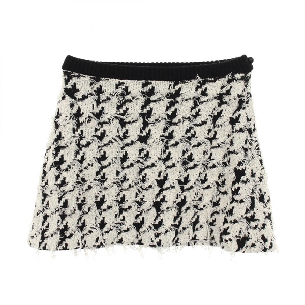 Christian Dior Houndstooth Knitwear mini Skirt wool cotton Nylon White Used #F36