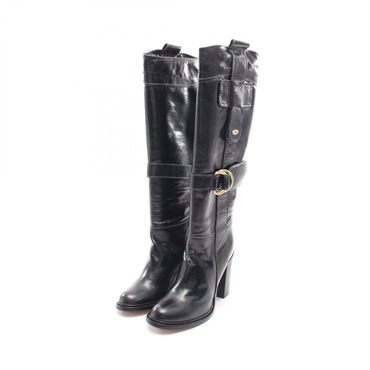 Chloe Belt Long boots #38 heels shoes leather Black Used Women