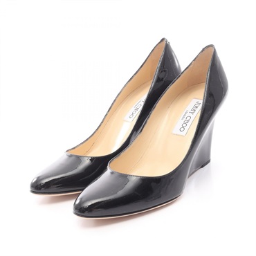 JIMMY CHOO Wedge Heel Sole Pumps Shoes #38 Patent leather Black Used Women
