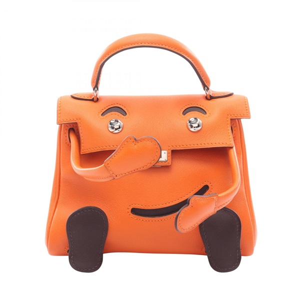 HERMES Kelly doll Handbag Gulliver leather Orange Used Women D SHW