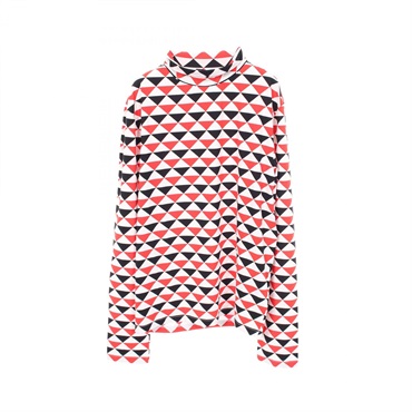 PRADA Geometric Stretch Long sleeved Shirt UJL188 Nylon White Black Red size L