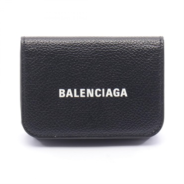 BALENCIAGA Cash Mini Wallet Tri-fold purse 5938131IZIM1090 leather Black Used