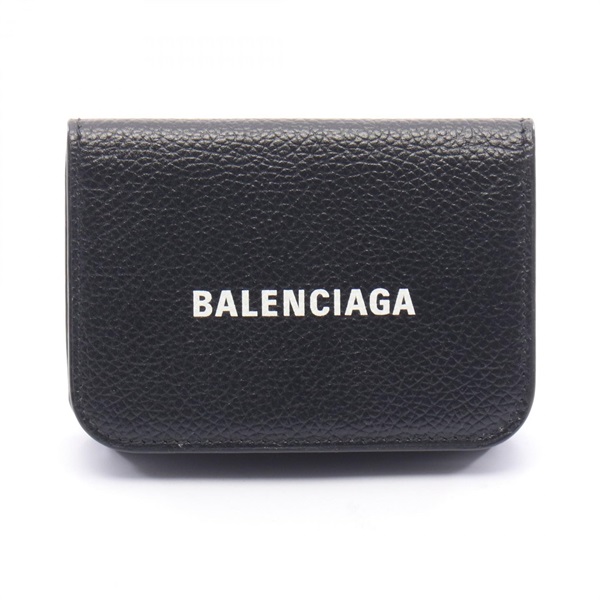 BALENCIAGA Cash Mini Wallet Tri-fold purse 5938131IZIM1090 leather Black Used