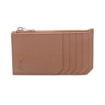 SAINT LAURENT PARIS Cassandra Card Case coin purse leather Brown Used Women