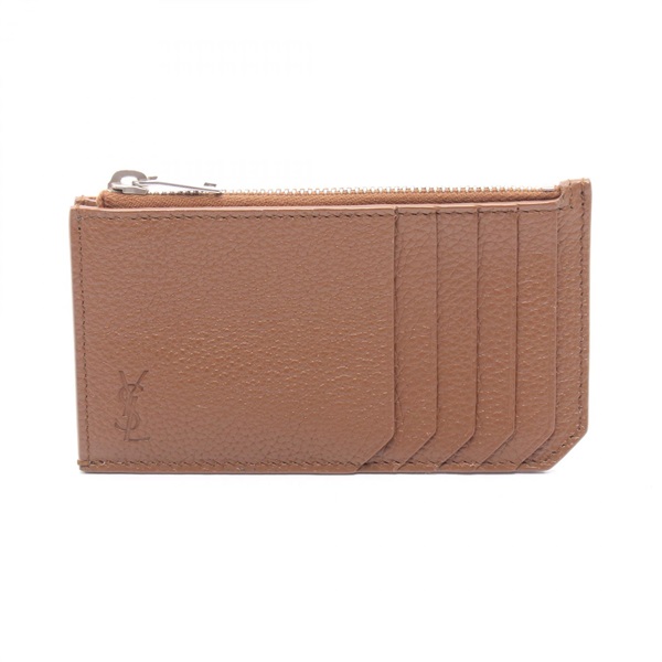 SAINT LAURENT PARIS Cassandra Card Case coin purse leather Brown Used Women