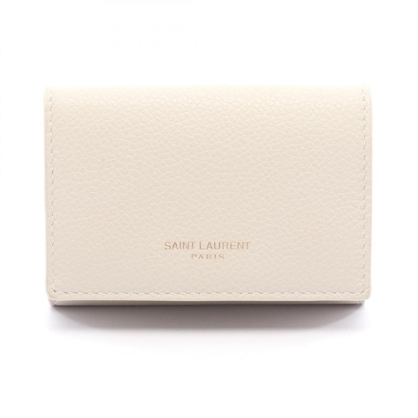 SAINT LAURENT PARIS Compact wallet Tri-fold purse leather White Used Women