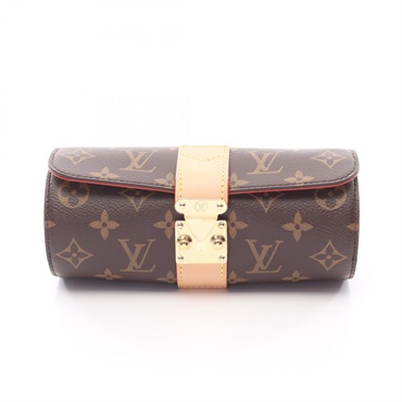 LOUIS VUITTON Etui Bijou Accessory Case pouch M10145 Monogram leather Brown Used