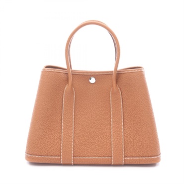 HERMES Garden party TPM Hand Tote Bag Negonda leather Brown Gold Used Women SHW