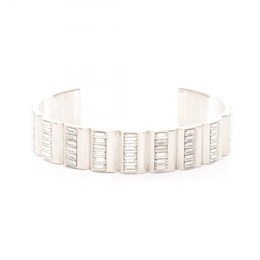 SAINT LAURENT PARIS Bangle Stainless Steel Rhinestone Used Women