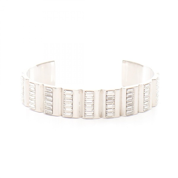 SAINT LAURENT PARIS Bangle Stainless Steel Rhinestone Used Women