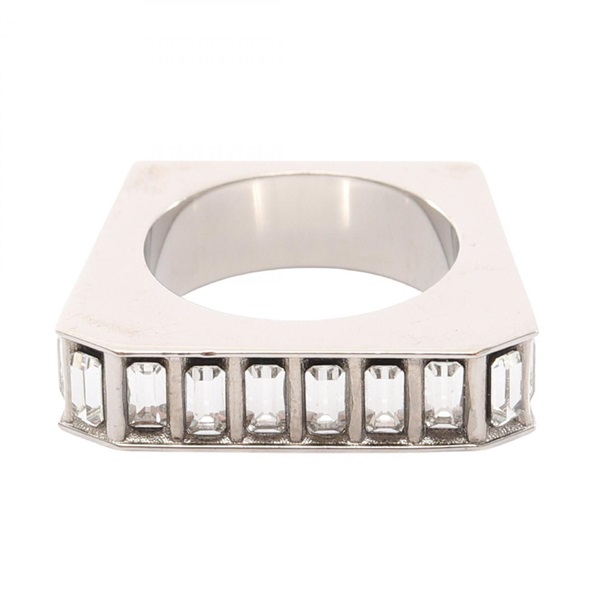 SAINT LAURENT PARIS Ring Stainless Steel Rhinestone Used Unisex US Size 6