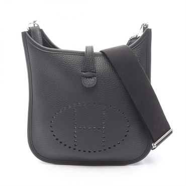 HERMES Evelyne 23 Shoulder crossbody Bag K Taurillon Clemence Black SHW