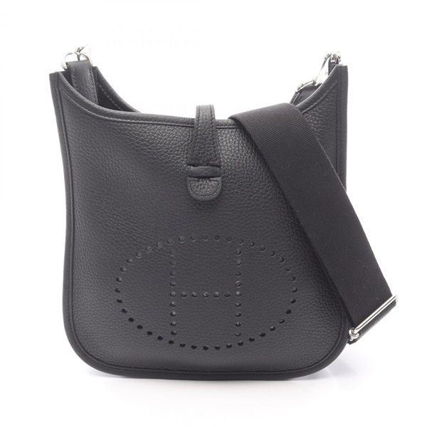 HERMES Evelyne 23 Shoulder crossbody Bag K Taurillon Clemence Black SHW