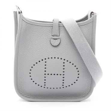HERMES Evelyne TPM Shoulder crossbody Bag G Taurillon Clemence Gris pantin SHW