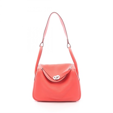 HERMES Lindy 26 Shoulder Bag Y Taurillon Clemence Rouge pivoine Used SHW