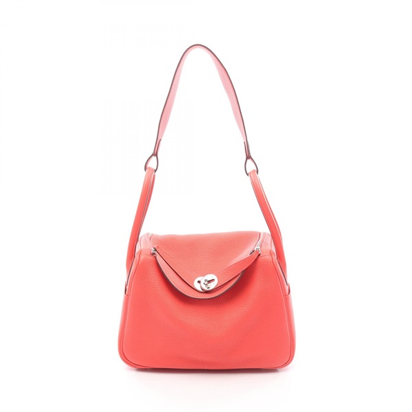 HERMES Lindy 26 Shoulder Bag Y Taurillon Clemence Rouge pivoine Used SHW