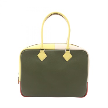 HERMES Plume 32 Arlequin Handbag R Swift Canopee Soufre craie sanguine SHW