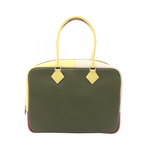 HERMES Plume 32 Arlequin Handbag R Swift Canopee Soufre craie sanguine SHW