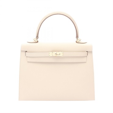HERMES Kelly 25 outside Stitched shoulder Handbag G Epsom craie GHW women
