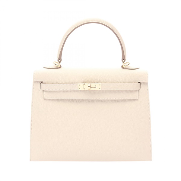 HERMES Kelly 25 outside Stitched shoulder Handbag G Epsom craie GHW women