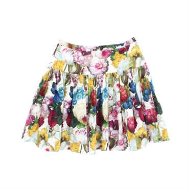 DOLCE & GABBANA Floral print Mini Pleated Skirt cotton White Multicolor #40