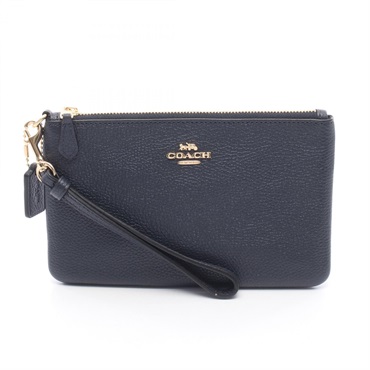 COACH Small Wristlet Pouch wallet Coin purse 22952 leather Navy Used Women Logo