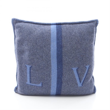 LOUIS VUITTON LV Cushion wool cashmere Blue Used unisex